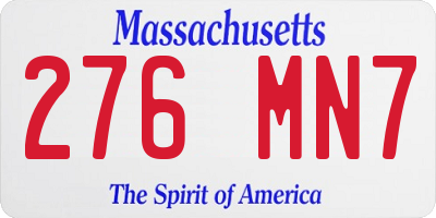 MA license plate 276MN7