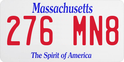 MA license plate 276MN8