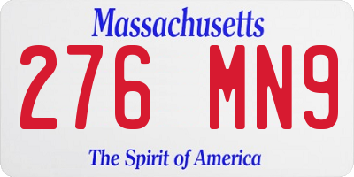 MA license plate 276MN9
