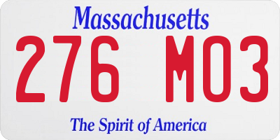 MA license plate 276MO3