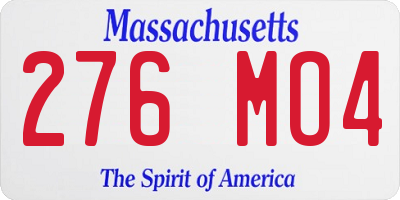 MA license plate 276MO4