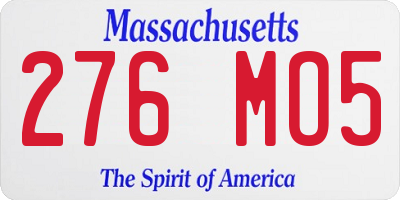 MA license plate 276MO5