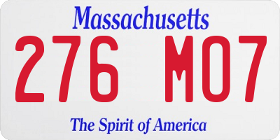 MA license plate 276MO7