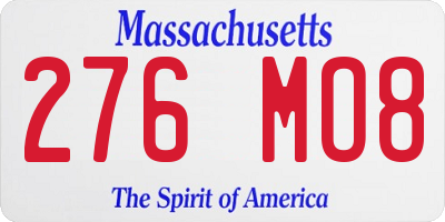 MA license plate 276MO8