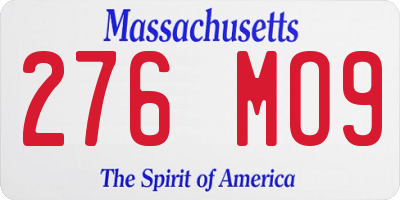 MA license plate 276MO9