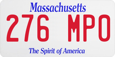 MA license plate 276MP0