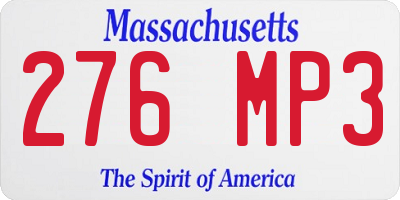 MA license plate 276MP3