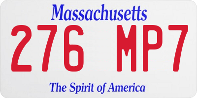 MA license plate 276MP7