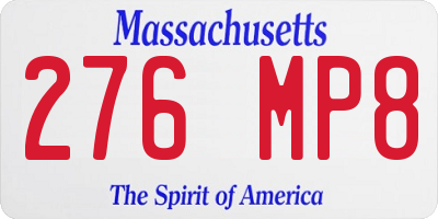 MA license plate 276MP8