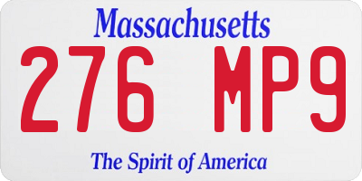 MA license plate 276MP9