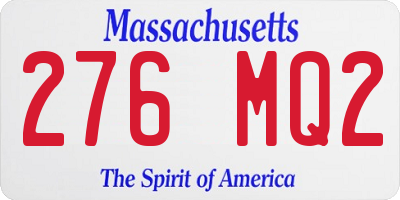 MA license plate 276MQ2