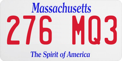 MA license plate 276MQ3