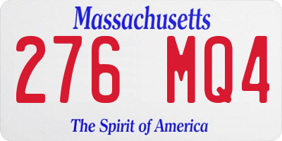 MA license plate 276MQ4