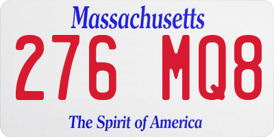 MA license plate 276MQ8