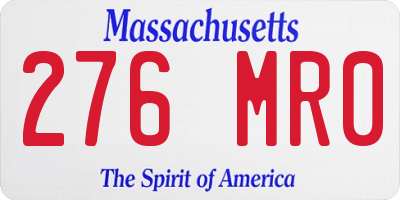 MA license plate 276MR0