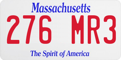 MA license plate 276MR3