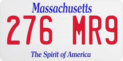 MA license plate 276MR9