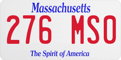 MA license plate 276MS0