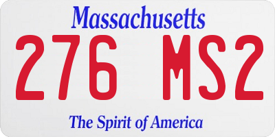 MA license plate 276MS2