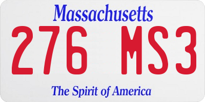 MA license plate 276MS3