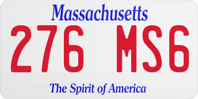 MA license plate 276MS6