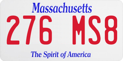 MA license plate 276MS8