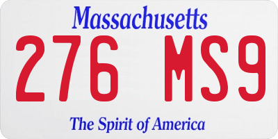 MA license plate 276MS9