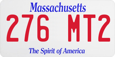 MA license plate 276MT2