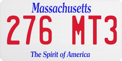 MA license plate 276MT3