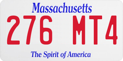 MA license plate 276MT4