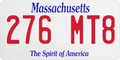 MA license plate 276MT8