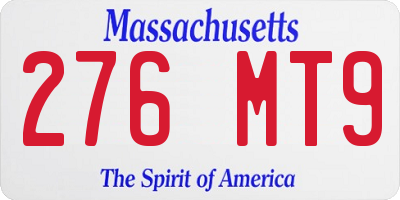 MA license plate 276MT9