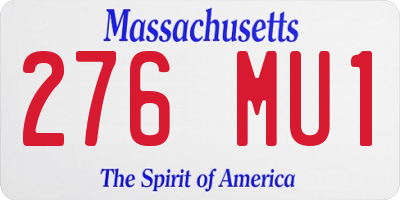 MA license plate 276MU1