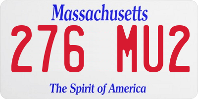 MA license plate 276MU2