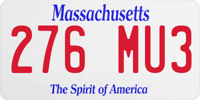 MA license plate 276MU3