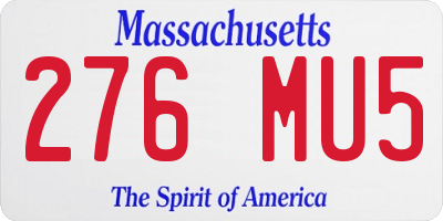 MA license plate 276MU5