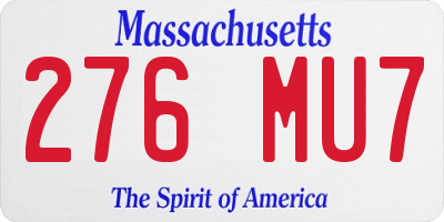 MA license plate 276MU7
