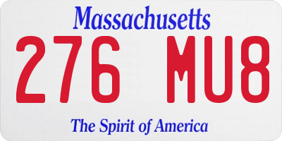 MA license plate 276MU8