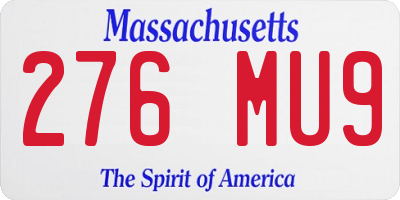 MA license plate 276MU9