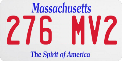 MA license plate 276MV2