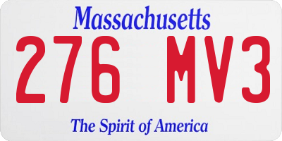 MA license plate 276MV3