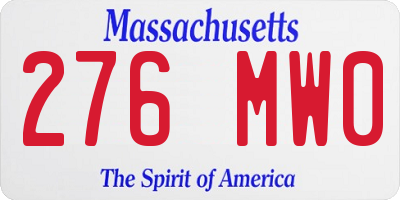 MA license plate 276MW0