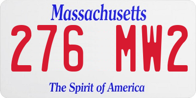 MA license plate 276MW2