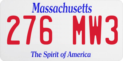 MA license plate 276MW3