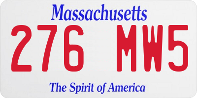 MA license plate 276MW5