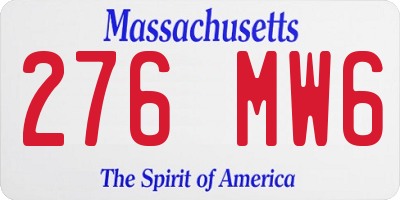 MA license plate 276MW6