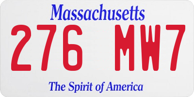 MA license plate 276MW7