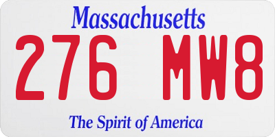 MA license plate 276MW8