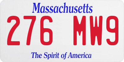 MA license plate 276MW9