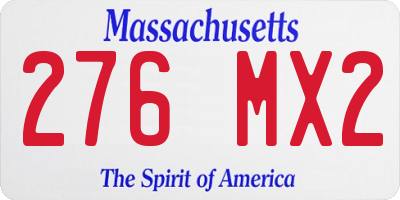 MA license plate 276MX2